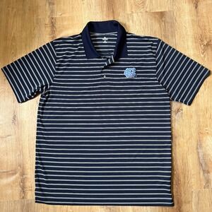Men's Knights Apparel North Carolina Tar Heels Striped Polo Shirt XL‎ Navy Blue